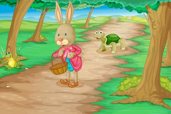 在森林里的兔子 — 图库矢量图片