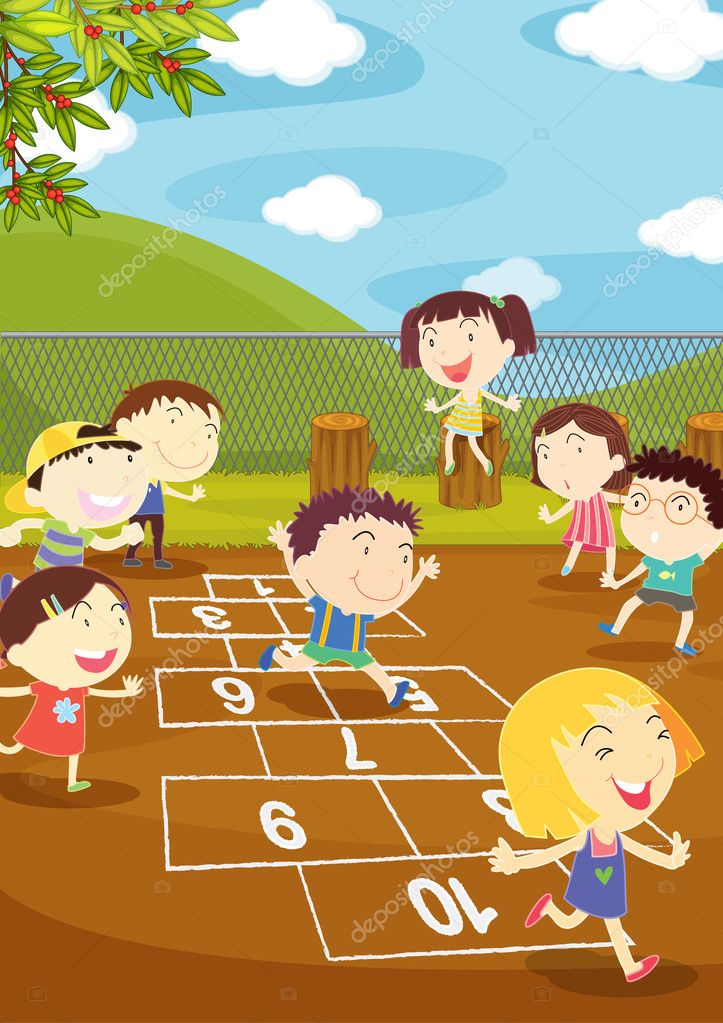 Niños jugando parque Imágenes Vectoriales, Gráfico Vectorial de Niños jugando  parque | Depositphotos