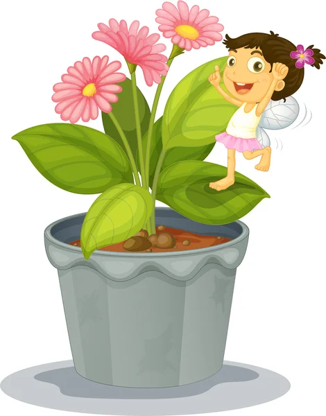 Angel on a plant — Stock Vector