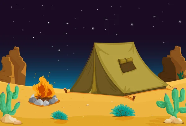 夜のキャンプ — ストックベクタ