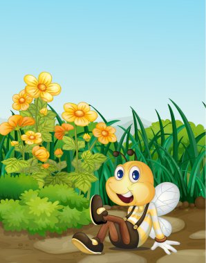 Bee in garden clipart