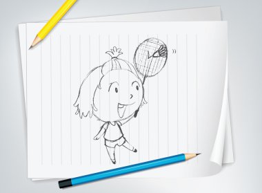 Badminton player sketch clipart