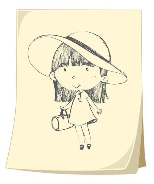 Girl sketched on paper — Stock Vector
