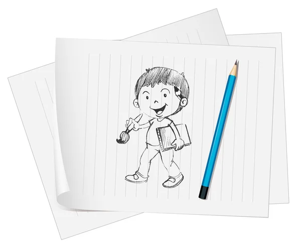 Boceto de un niño en papel — Vector de stock
