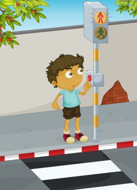 Boy crossing road clipart