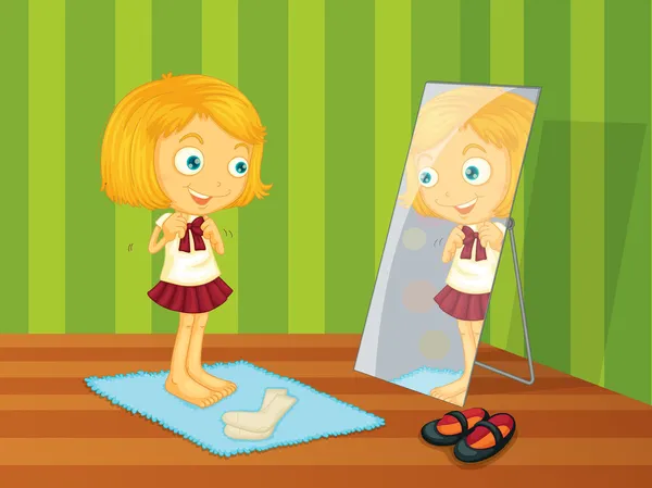 Dívka a zrcadlo — Stockový vektor