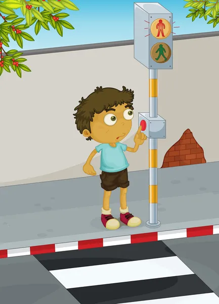 Junge überquert Straße — Stockvektor