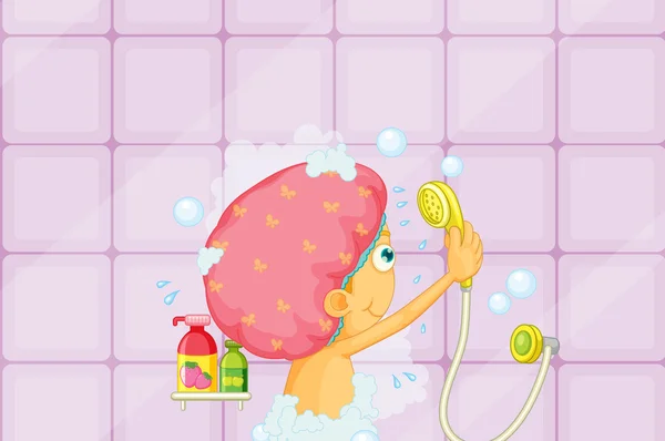 Mädchen duschen — Stockvektor