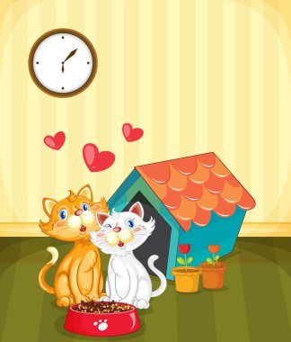 Kittens in love clipart