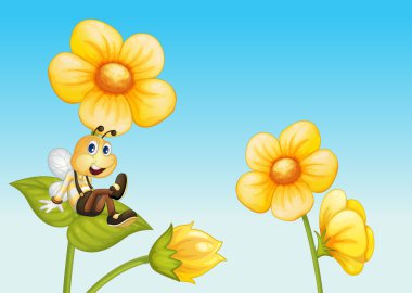 Bee on a flower clipart