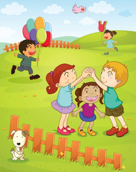 Enfants jouant dans le parc — Image vectorielle