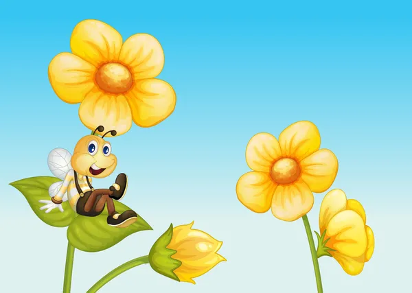 Μέλισσα σε λουλούδι — Διανυσματικό Αρχείο