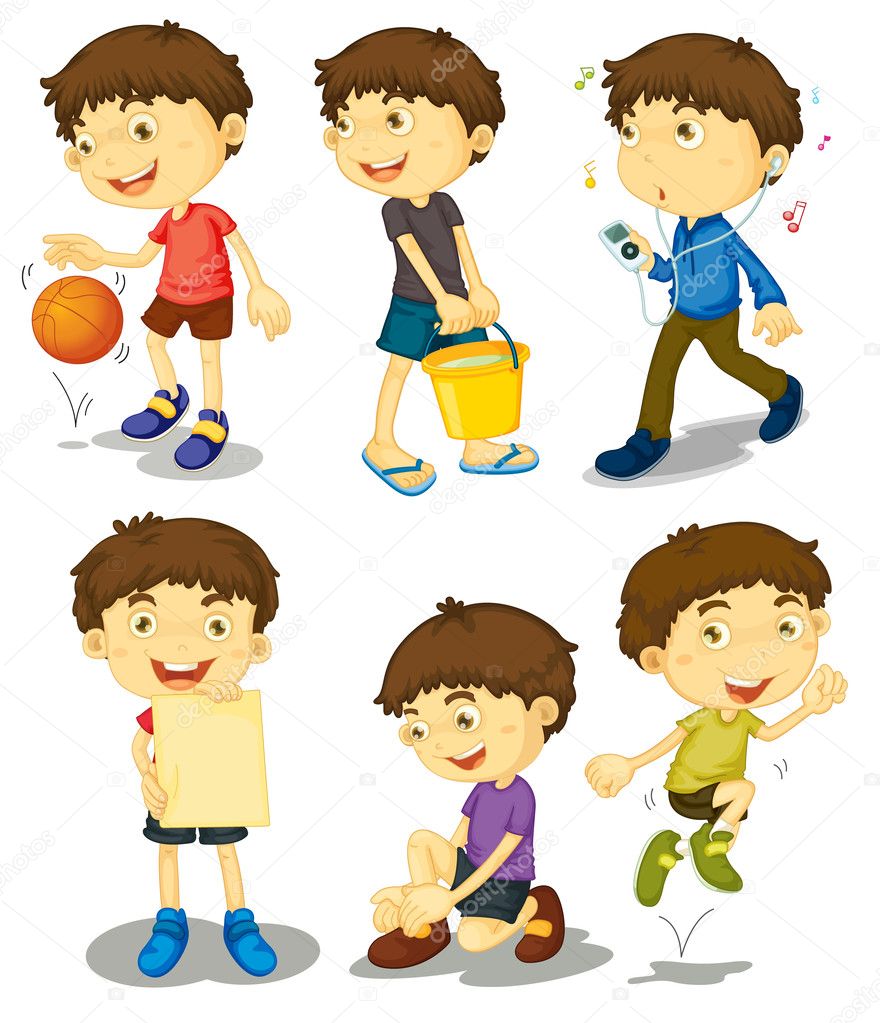 Boy in five poses
