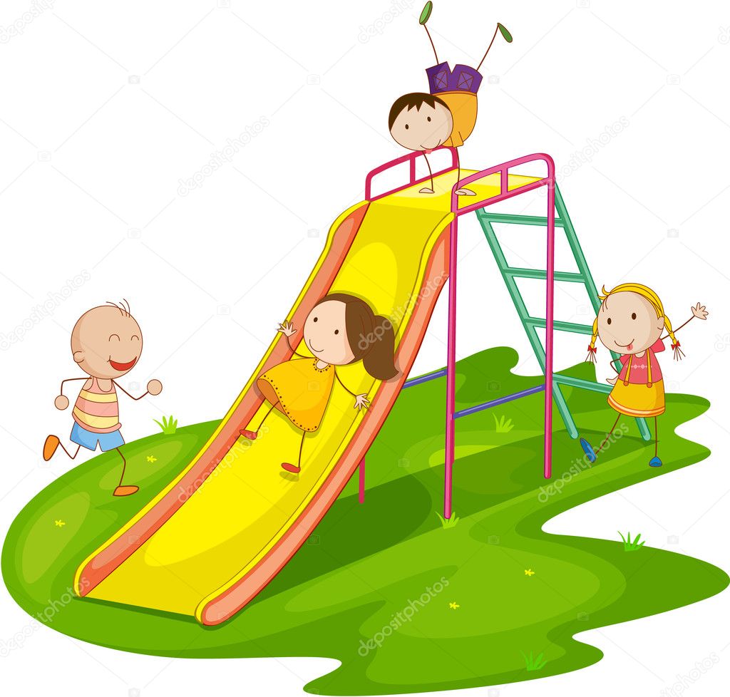 Kids on a slide — Stock Vector © interactimages #10595853