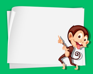 Monkey on paper clipart