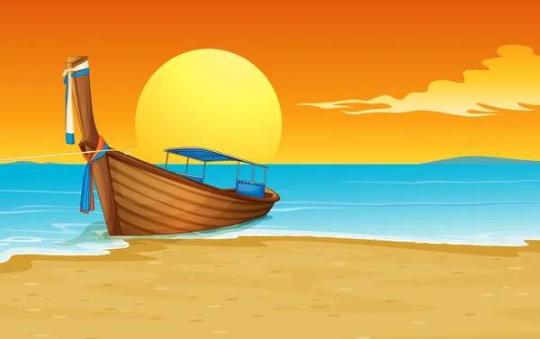 Βάρκα στην παραλία — Διανυσματικό Αρχείο