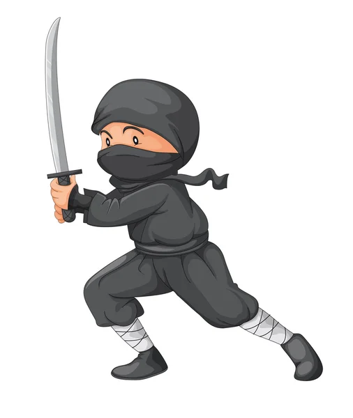 Ninja en blanco — Vector de stock