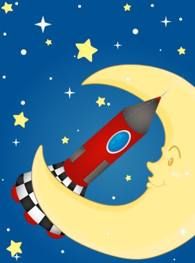 Rocket and moon clipart