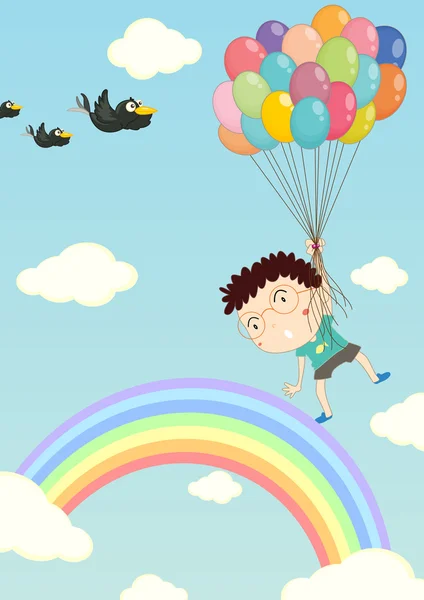 与气球漂浮 — 图库矢量图片