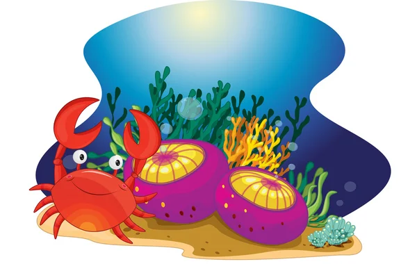 Crabe et récif — Image vectorielle