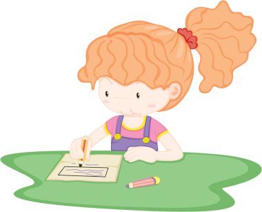 A Girl Drawing Picture clipart