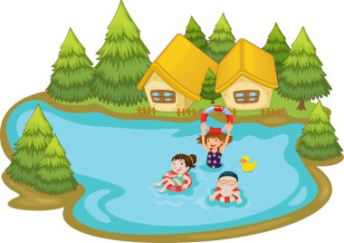 Kids swimming clipart