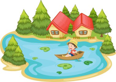 Man in boat clipart