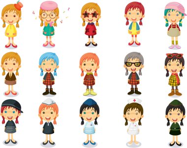 Group of Girls Showing Differnt Designations clipart