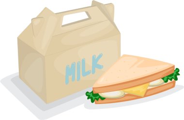 sandwich and milk bag clipart