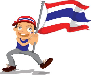 boy holding flag clipart