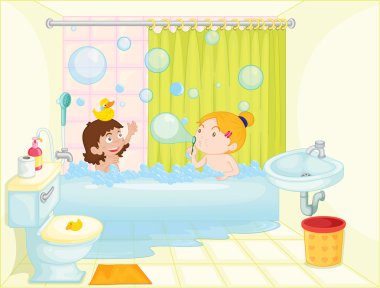 girl in bath tub clipart