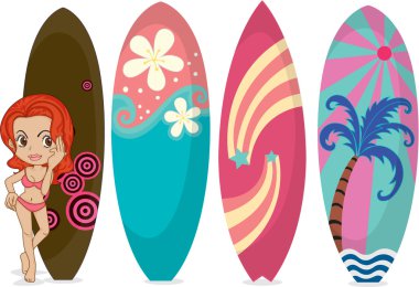 A Girl with Surfing Pads clipart