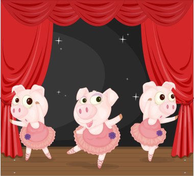 Three Dancing Pigs clipart
