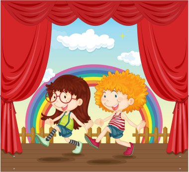 A Dancing Boy and Girl clipart