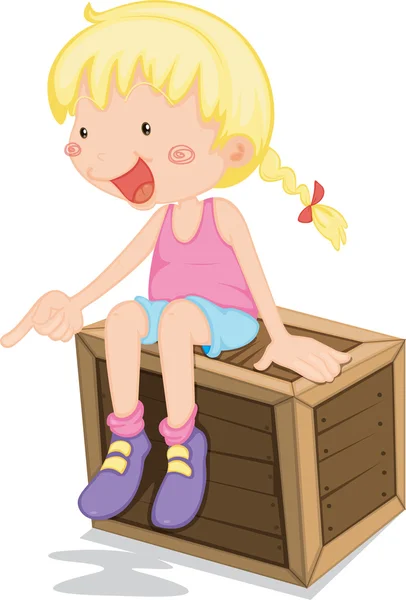 A Girl Sitting on a Box — Stock Vector