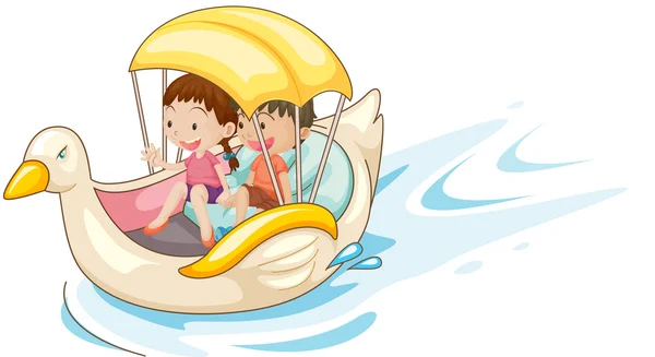 A csónakban gyermekek — Stock Vector
