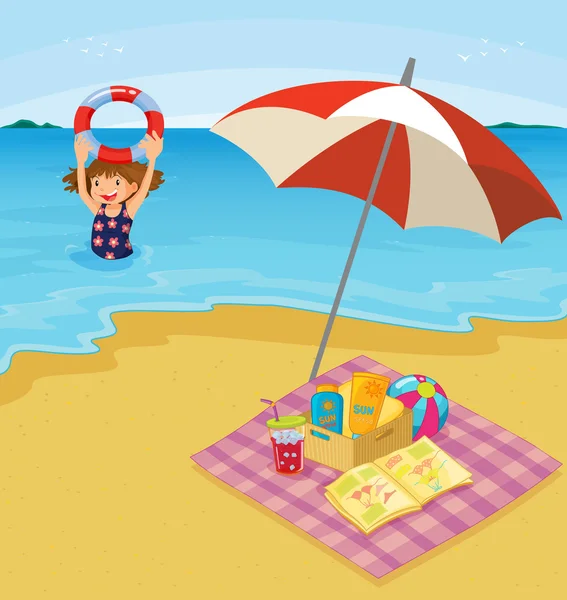 Child at the beach — Stock Vector