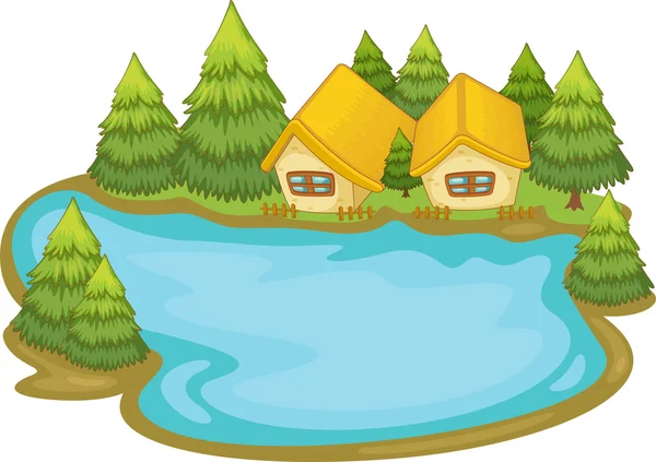 Озерный дом — стоковый вектор