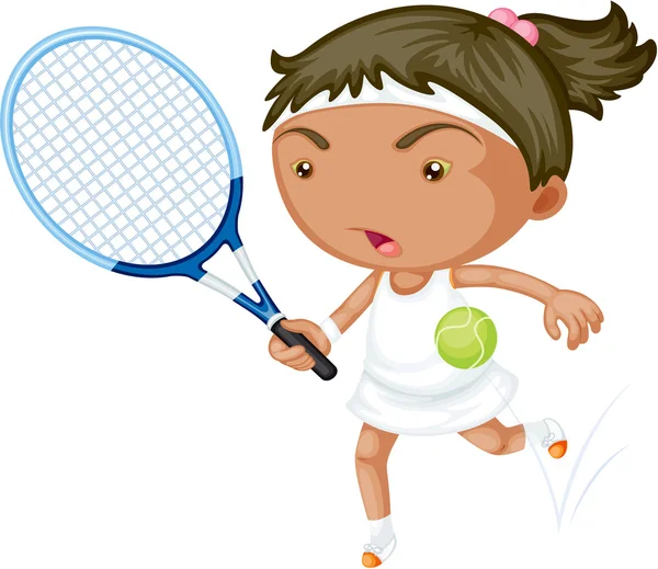 Uma menina jogando tênis — Vetor de Stock