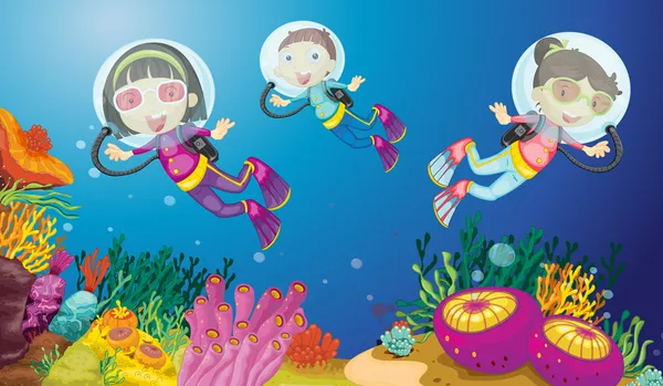 Kinder unter Wasser — Stockvektor