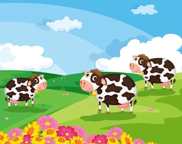 Three cows — Stock Vector