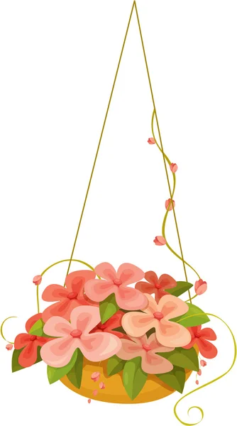 Una cesta de flores colgadas — Archivo Imágenes Vectoriales