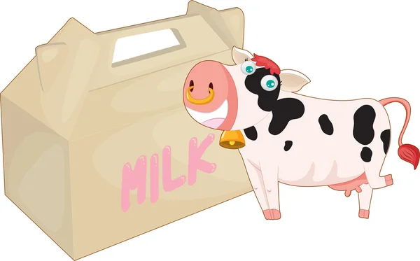 Bolsa de vaca y leche — Vector de stock