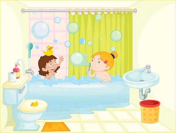 Mädchen in Badewanne — Stockvektor