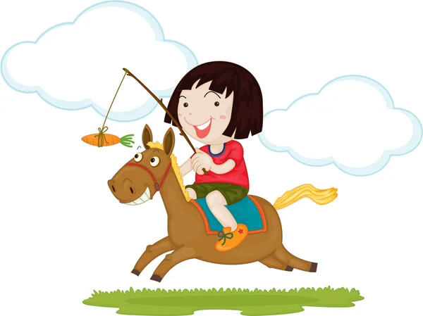 Una ragazza a cavallo — Vettoriale Stock