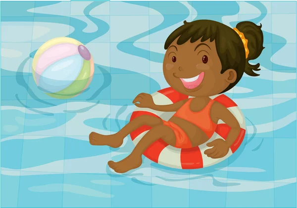 Une fille dans une piscine — Image vectorielle