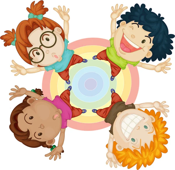 Garçons et filles sur le cercle — Image vectorielle
