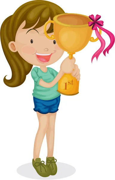 A Girl With a Trophy — Stock Vector