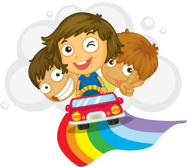 Kids in a car — Stock Vector