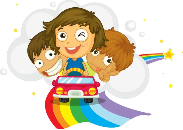 Kids driving — Stock Vector